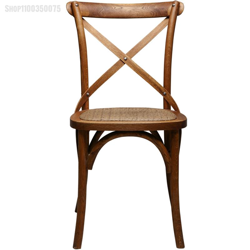 American chair simple solid wood dining chair home log old French retro wooden chair restaurant back chair coffee chair